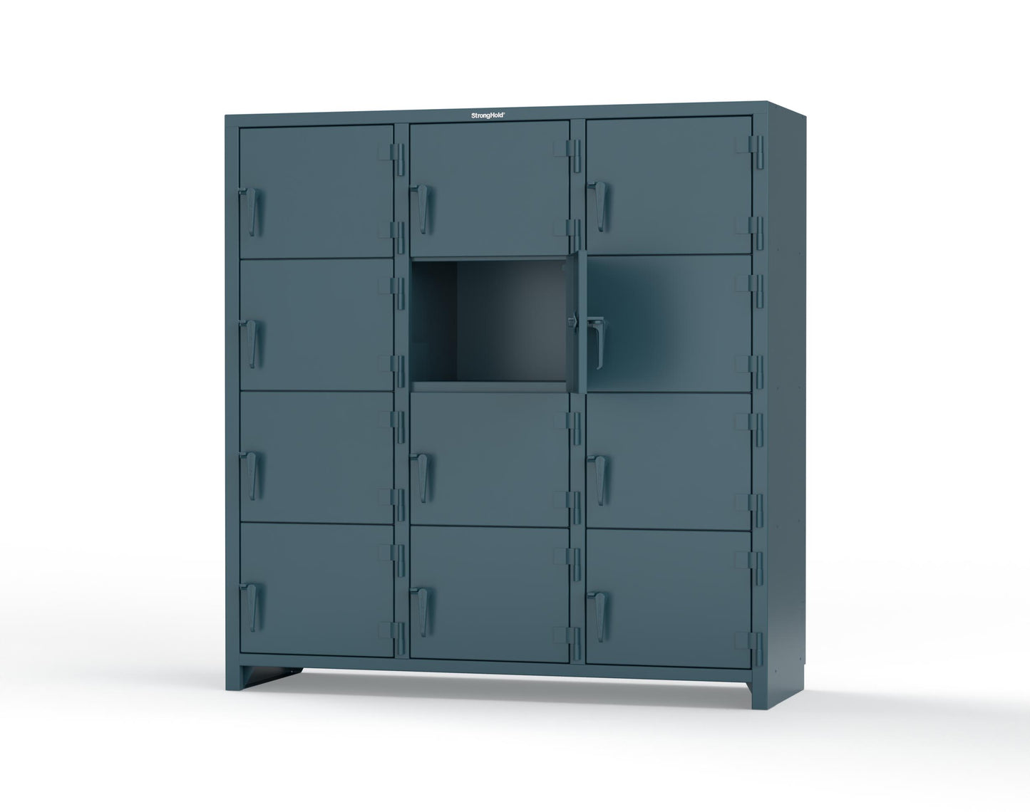 Extra Heavy Duty 14 GA 4-Tier Locker, 12 Compartments -72 in. W x 24 in. D x 75 in. H - 66-12D-24-4T-L-5001