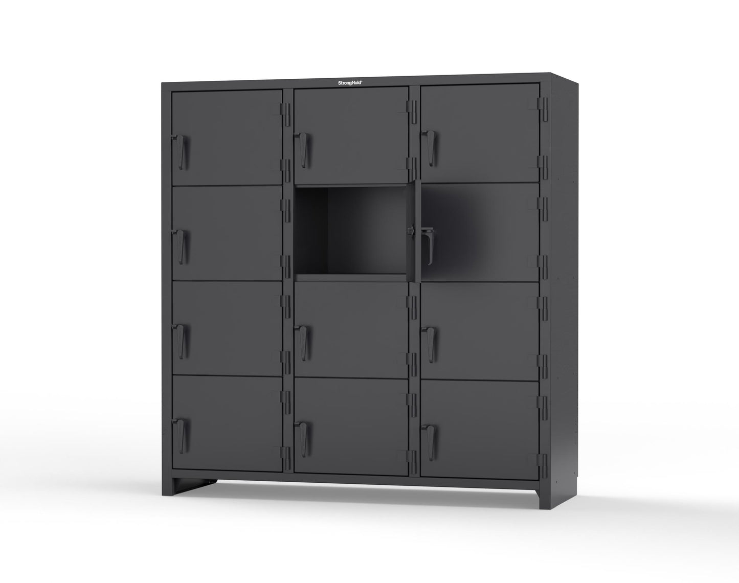 Extra Heavy Duty 14 GA 4-Tier Locker, 12 Compartments -72 in. W x 24 in. D x 75 in. H - 66-12D-24-4T-L-9005