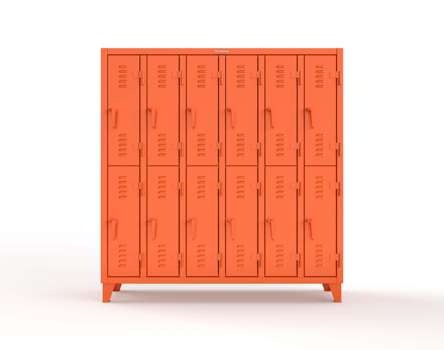 Extreme Duty 12 GA Double-Tier Locker with 12 Compartments, Louvered Doors, Coat Hooks - 74 in. W x 18in. D x 78 in. H - 66-18-2TSL-2009