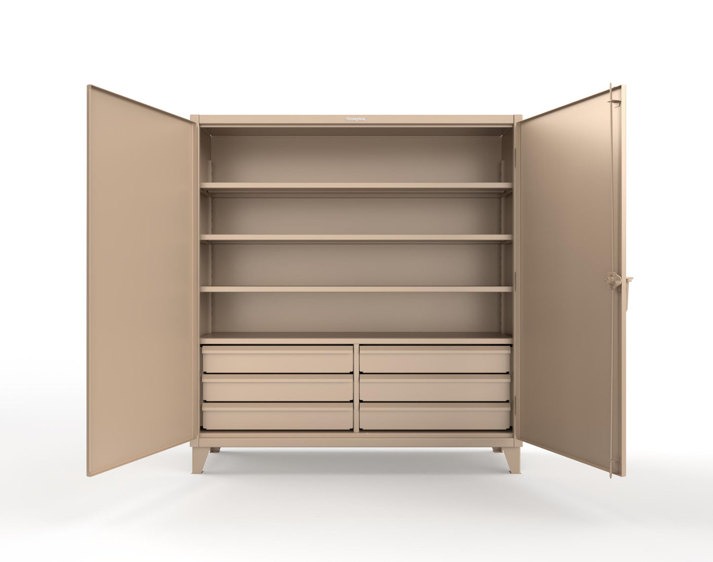 Extreme Duty 12 GA Cabinet with 6 Half-Width Drawers, 4 Shelves - 72 In. W x 24 In. D x 78 In. H - 66-244-6/5DB-1019