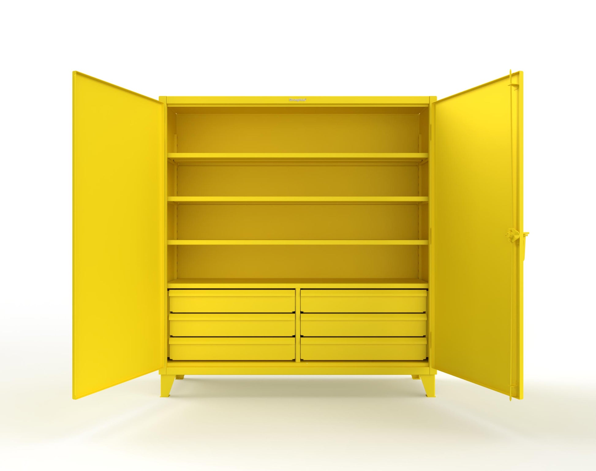 Extreme Duty 12 GA Cabinet with 6 Half-Width Drawers, 4 Shelves - 72 In. W x 24 In. D x 78 In. H - 66-244-6/5DB-1021
