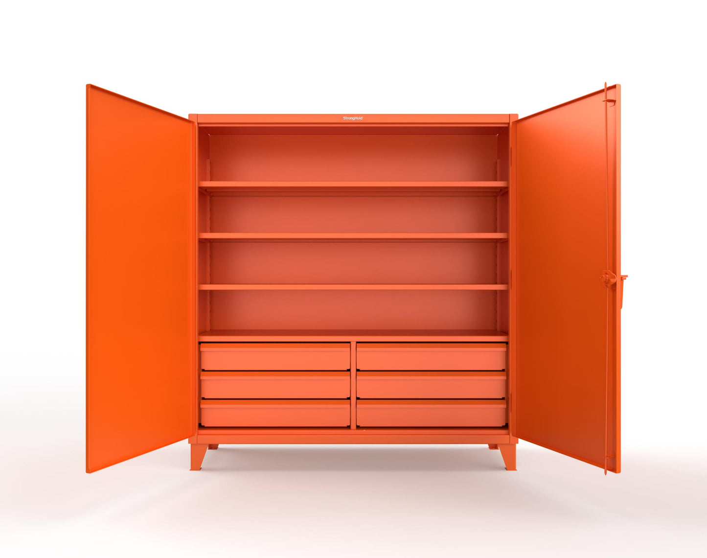 Extreme Duty 12 GA Cabinet with 6 Half-Width Drawers, 4 Shelves - 72 In. W x 24 In. D x 78 In. H - 66-244-6/5DB-2009