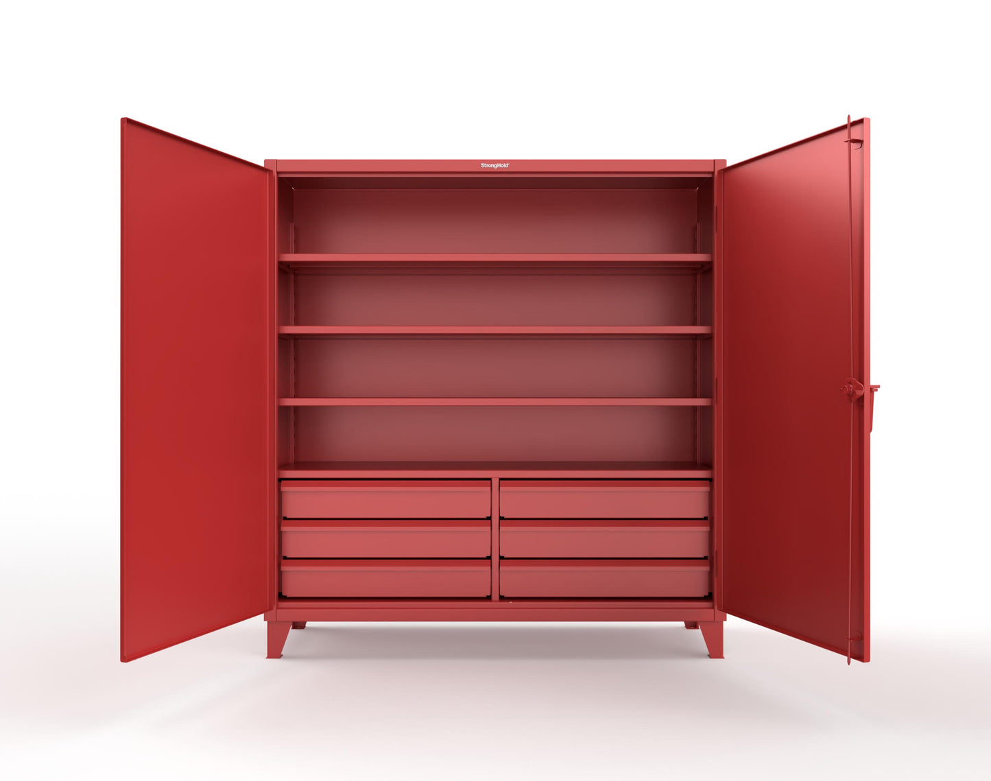 Extreme Duty 12 GA Cabinet with 6 Half-Width Drawers, 4 Shelves - 72 In. W x 24 In. D x 78 In. H - 66-244-6/5DB-3001