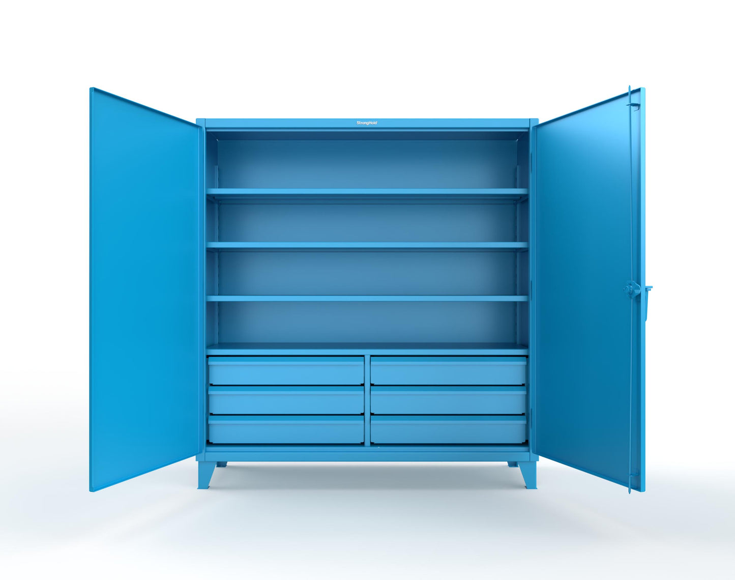 Extreme Duty 12 GA Cabinet with 6 Half-Width Drawers, 4 Shelves - 72 In. W x 24 In. D x 78 In. H - 66-244-6/5DB-5012