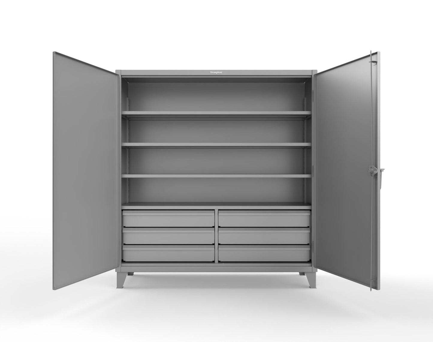 Extreme Duty 12 GA Cabinet with 6 Half-Width Drawers, 4 Shelves - 72 In. W x 24 In. D x 78 In. H - 66-244-6/5DB-7037