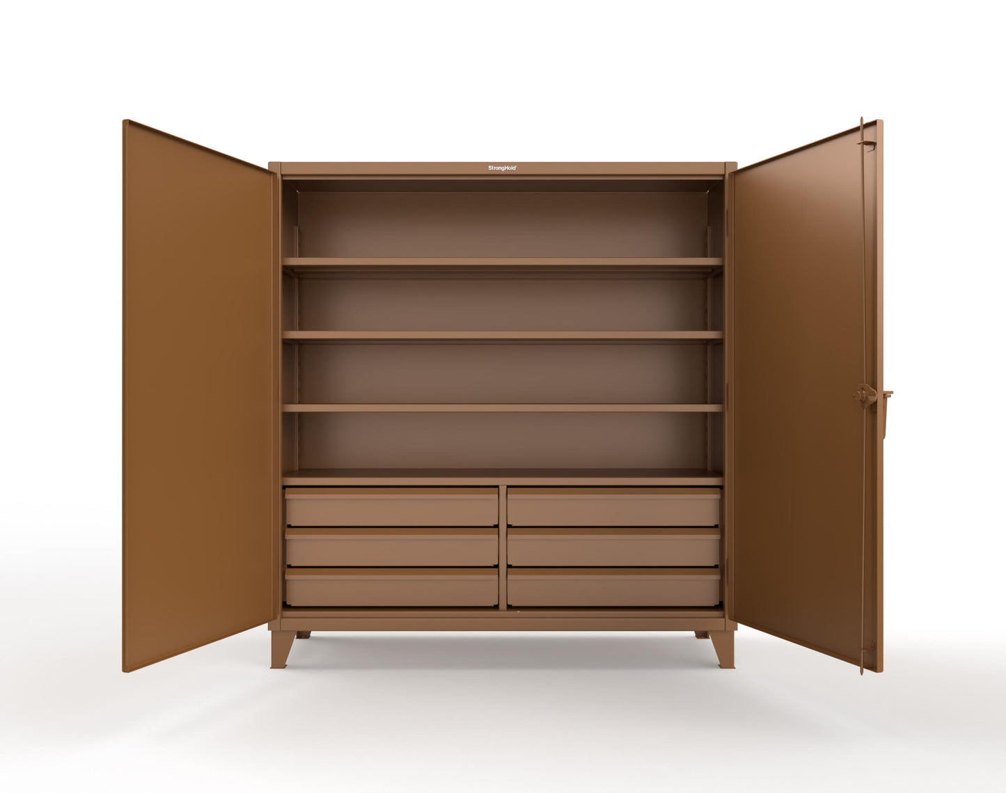 Extreme Duty 12 GA Cabinet with 6 Half-Width Drawers, 4 Shelves - 72 In. W x 24 In. D x 78 In. H - 66-244-6/5DB-8008