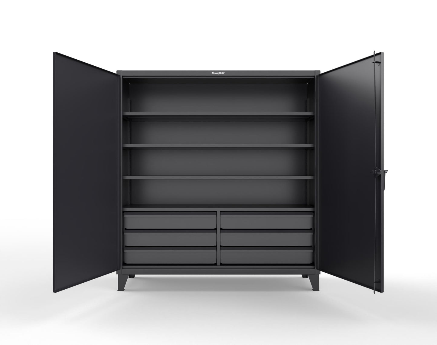 Extreme Duty 12 GA Cabinet with 6 Half-Width Drawers, 4 Shelves - 72 In. W x 24 In. D x 78 In. H - 66-244-6/5DB-9005