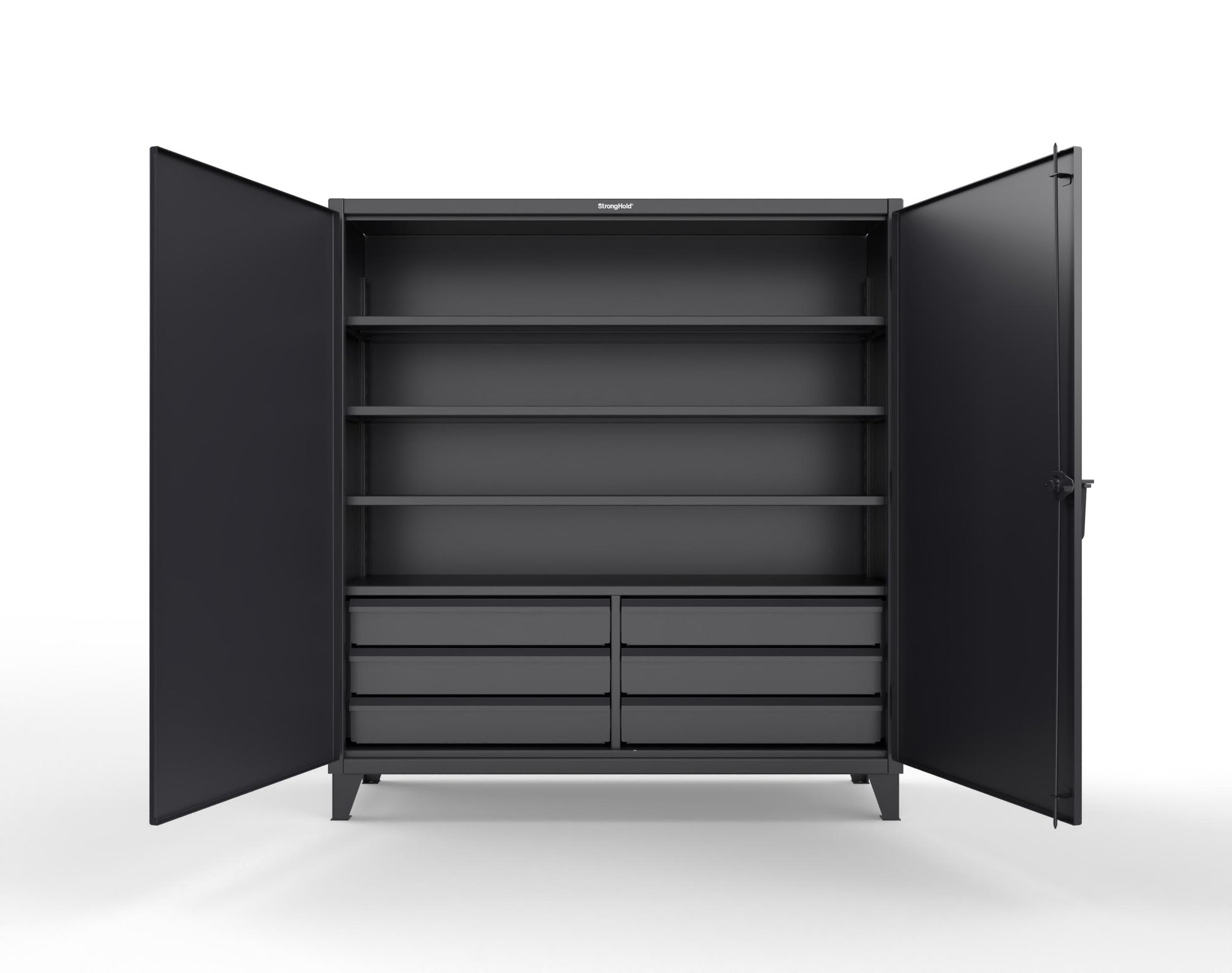 Extreme Duty 12 GA Cabinet with 6 Half-Width Drawers, 4 Shelves - 72 In. W x 24 In. D x 78 In. H - 66-244-6/5DB-9005