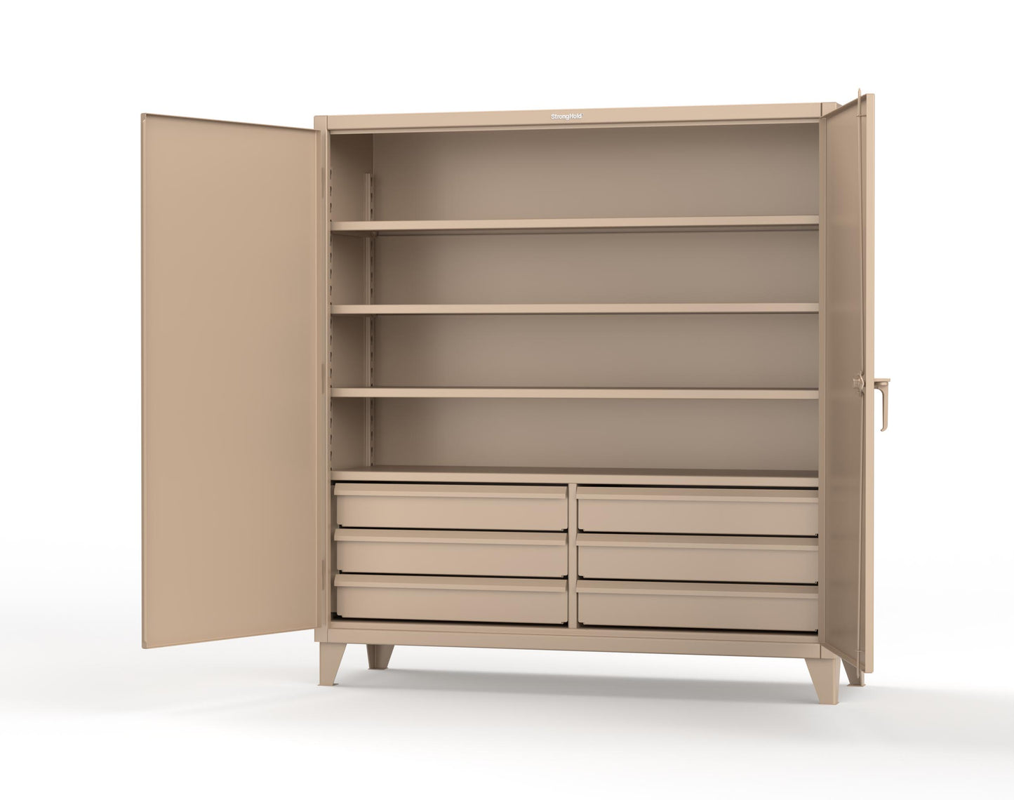 Extreme Duty 12 GA Cabinet with 6 Half-Width Drawers, 4 Shelves - 72 In. W x 24 In. D x 78 In. H - 66-244-6/5DB-1019
