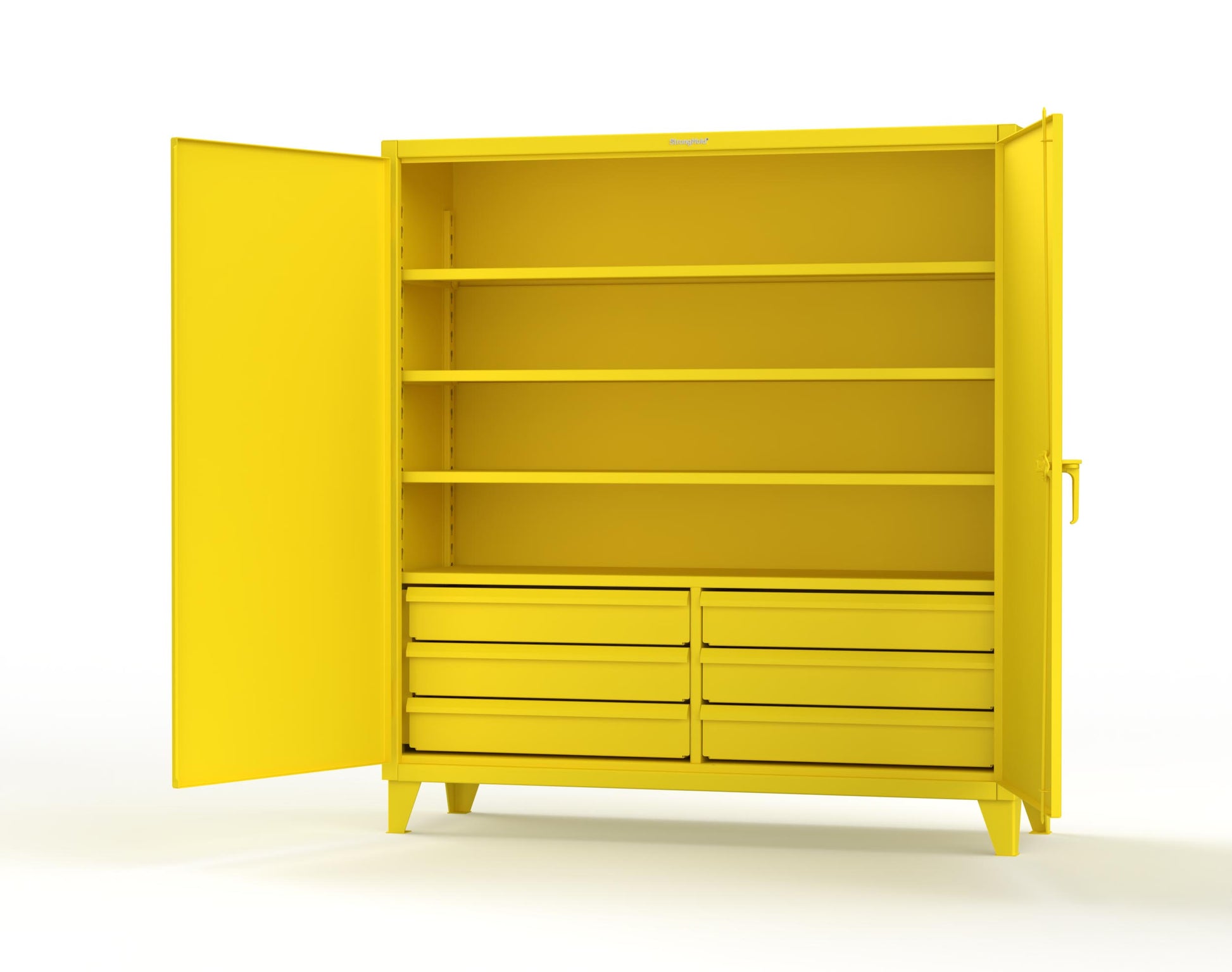 Extreme Duty 12 GA Cabinet with 6 Half-Width Drawers, 4 Shelves - 72 In. W x 24 In. D x 78 In. H - 66-244-6/5DB-1021