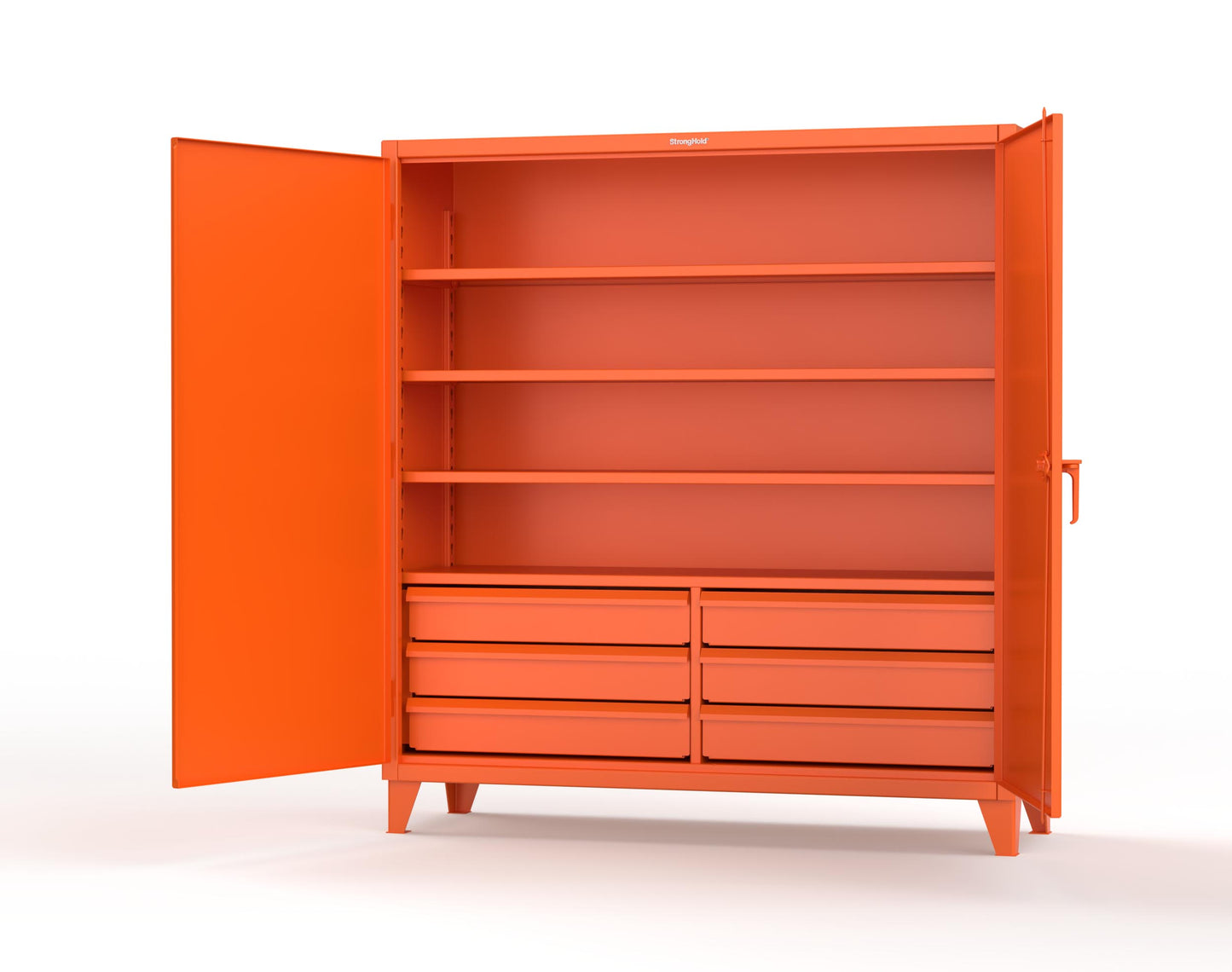 Extreme Duty 12 GA Cabinet with 6 Half-Width Drawers, 4 Shelves - 72 In. W x 24 In. D x 78 In. H - 66-244-6/5DB-2009