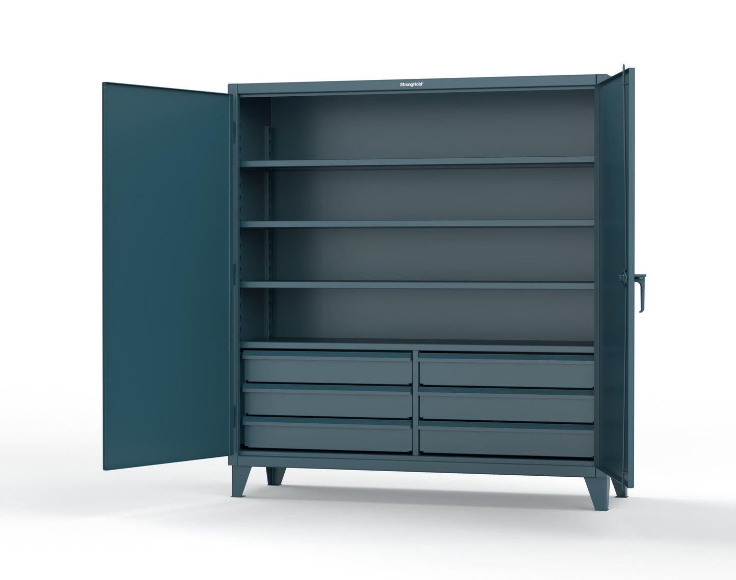 Extreme Duty 12 GA Cabinet with 6 Half-Width Drawers, 4 Shelves - 72 In. W x 24 In. D x 78 In. H - 66-244-6/5DB-5001