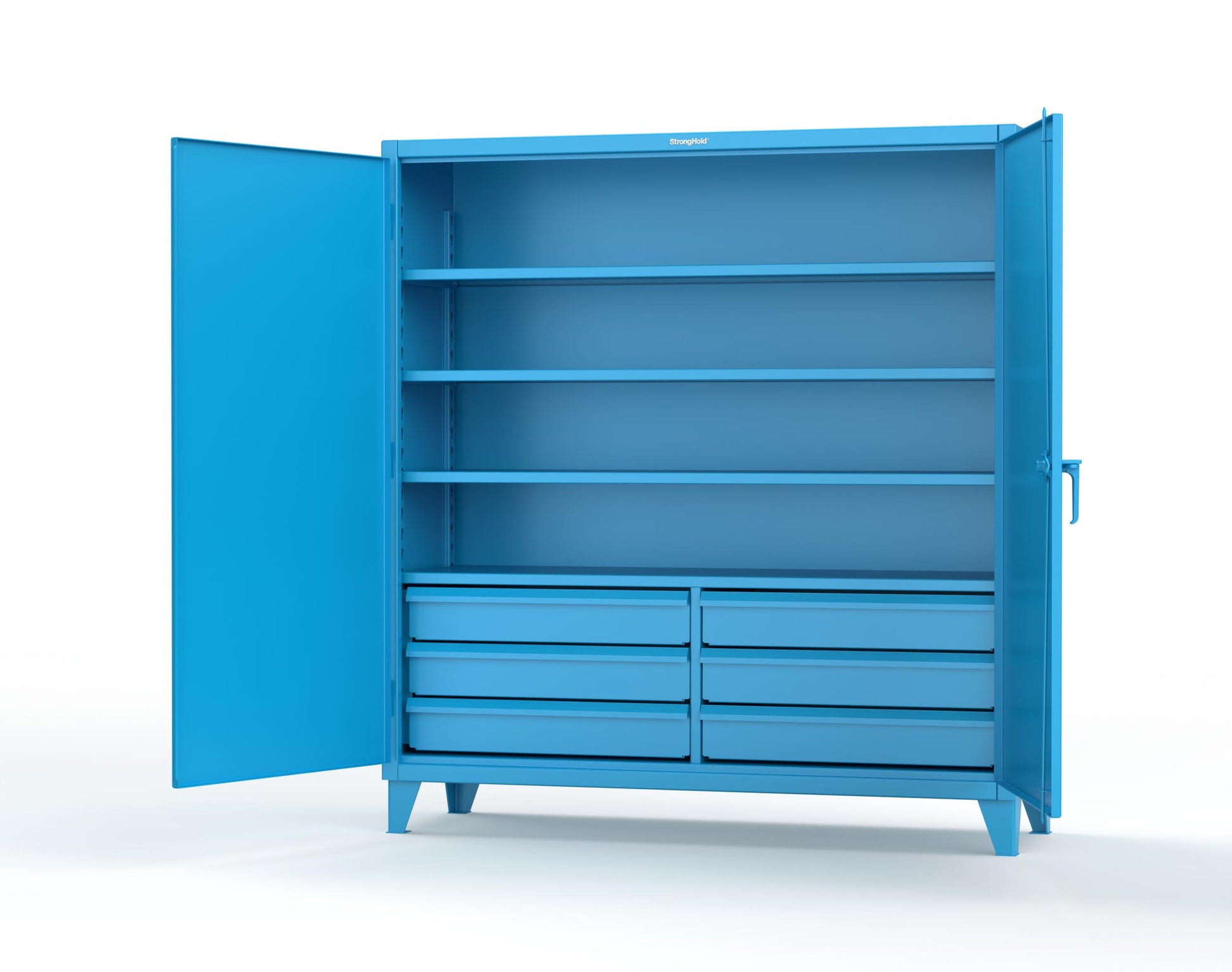 Extreme Duty 12 GA Cabinet with 6 Half-Width Drawers, 4 Shelves - 72 In. W x 24 In. D x 78 In. H - 66-244-6/5DB-5012