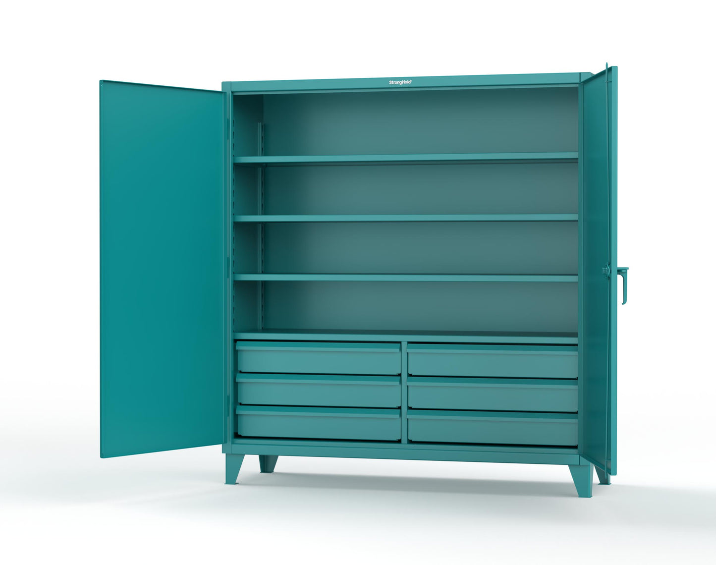Extreme Duty 12 GA Cabinet with 6 Half-Width Drawers, 4 Shelves - 72 In. W x 24 In. D x 78 In. H - 66-244-6/5DB-5021