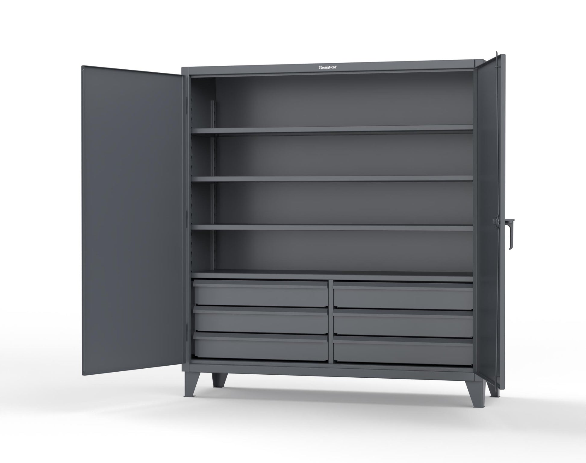 Extreme Duty 12 GA Cabinet with 6 Half-Width Drawers, 4 Shelves - 72 In. W x 24 In. D x 78 In. H - 66-244-6/5DB-7024