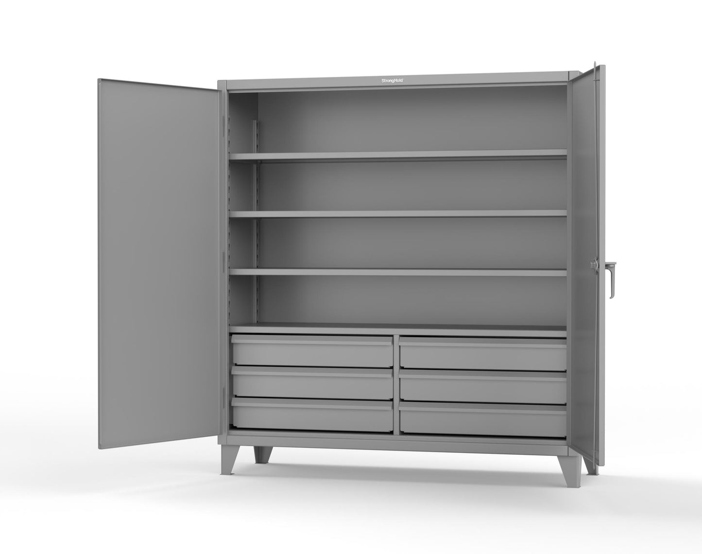 Extreme Duty 12 GA Cabinet with 6 Half-Width Drawers, 4 Shelves - 72 In. W x 24 In. D x 78 In. H - 66-244-6/5DB-7037