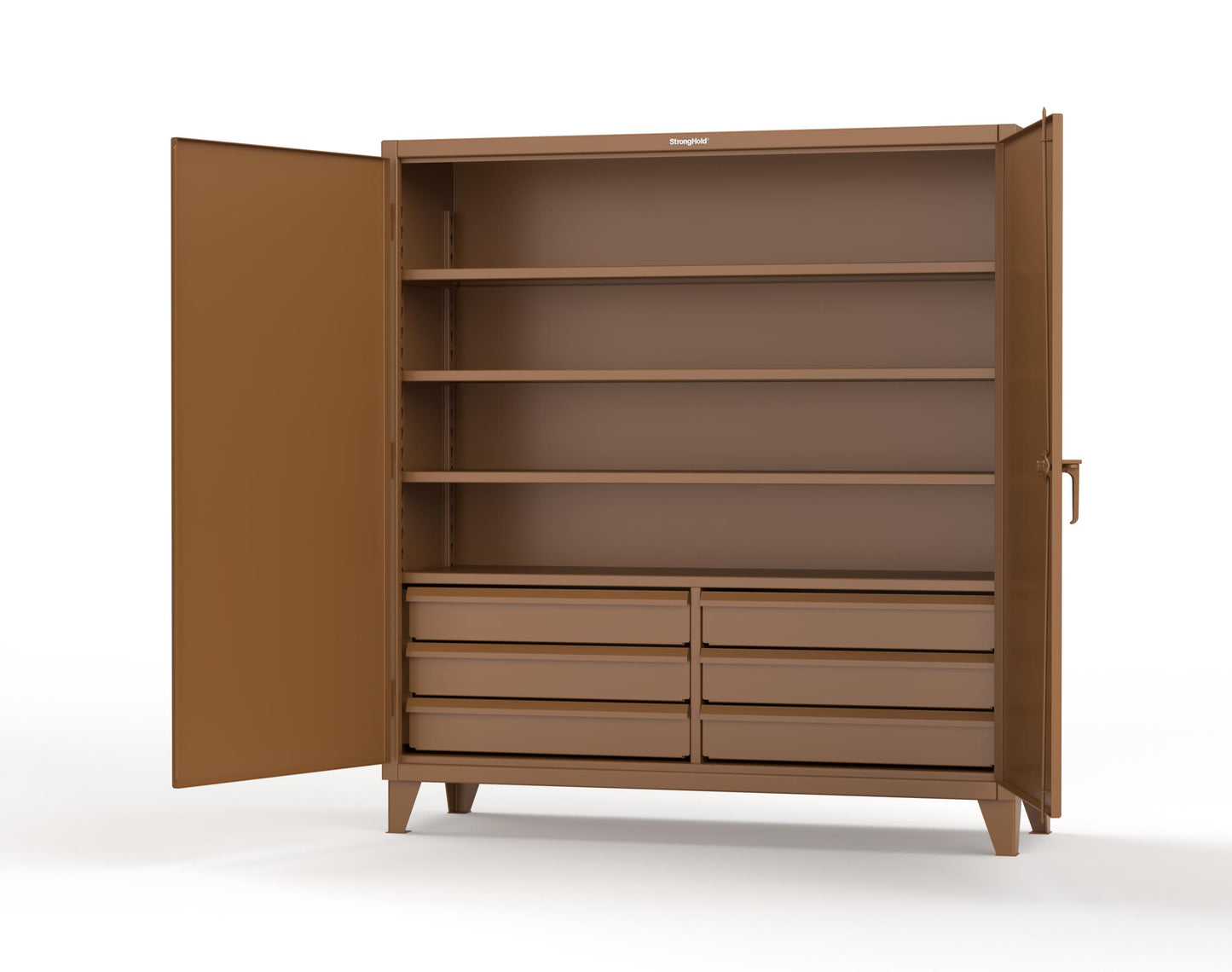 Extreme Duty 12 GA Cabinet with 6 Half-Width Drawers, 4 Shelves - 72 In. W x 24 In. D x 78 In. H - 66-244-6/5DB-8008