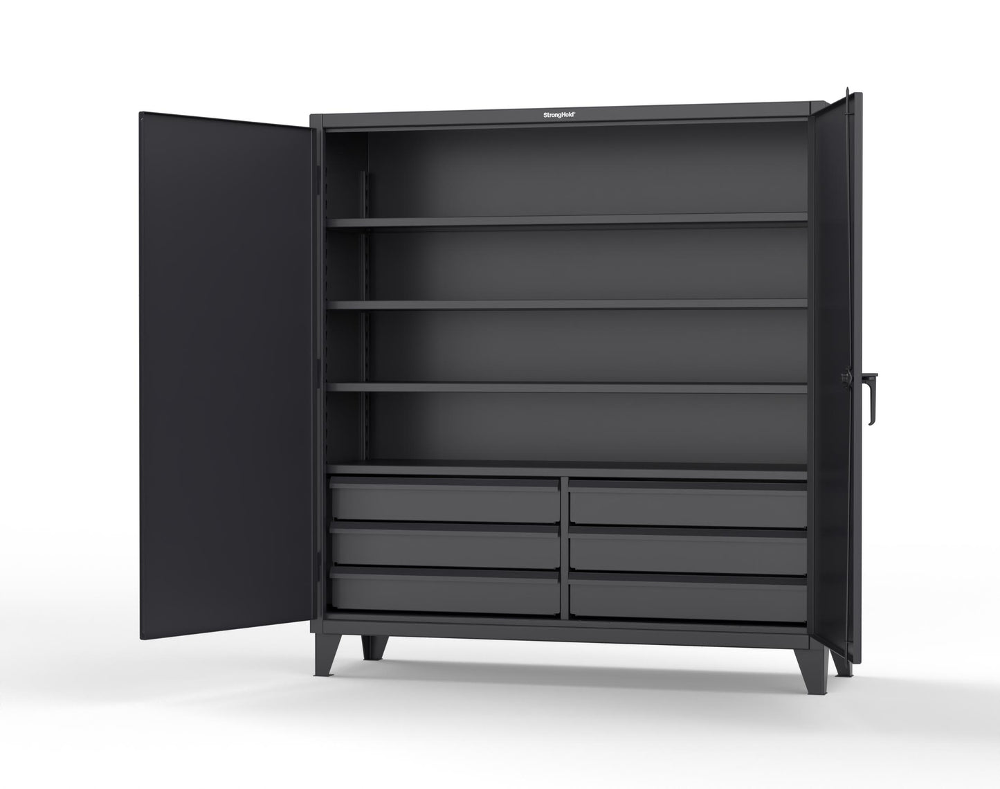 Extreme Duty 12 GA Cabinet with 6 Half-Width Drawers, 4 Shelves - 72 In. W x 24 In. D x 78 In. H - 66-244-6/5DB-9005