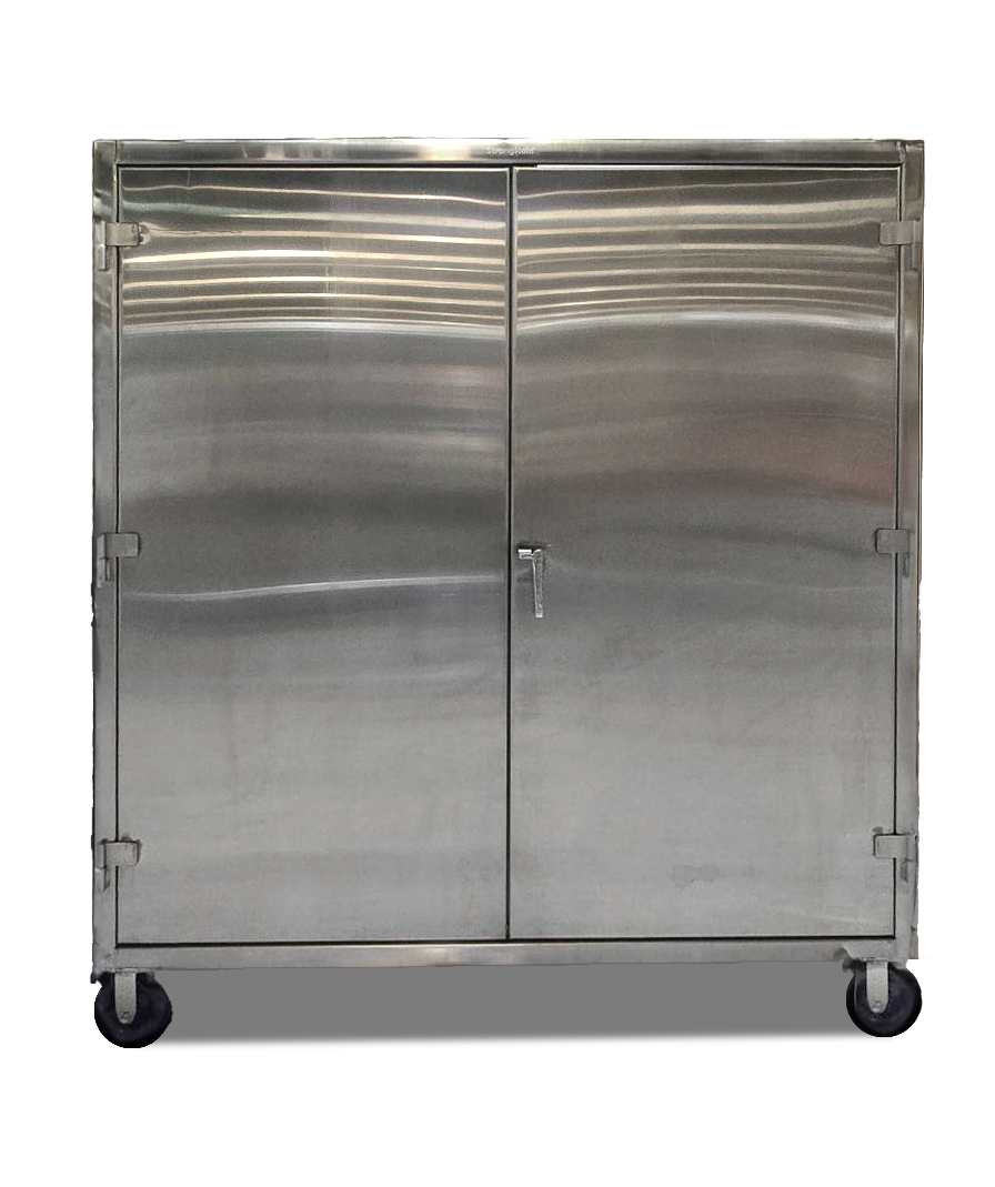 Custom Extreme Duty 12 GA Stainless Steel Cabinet with 6 Shelves - 72 In. W x 36 In. D x 78 In. H with Casters