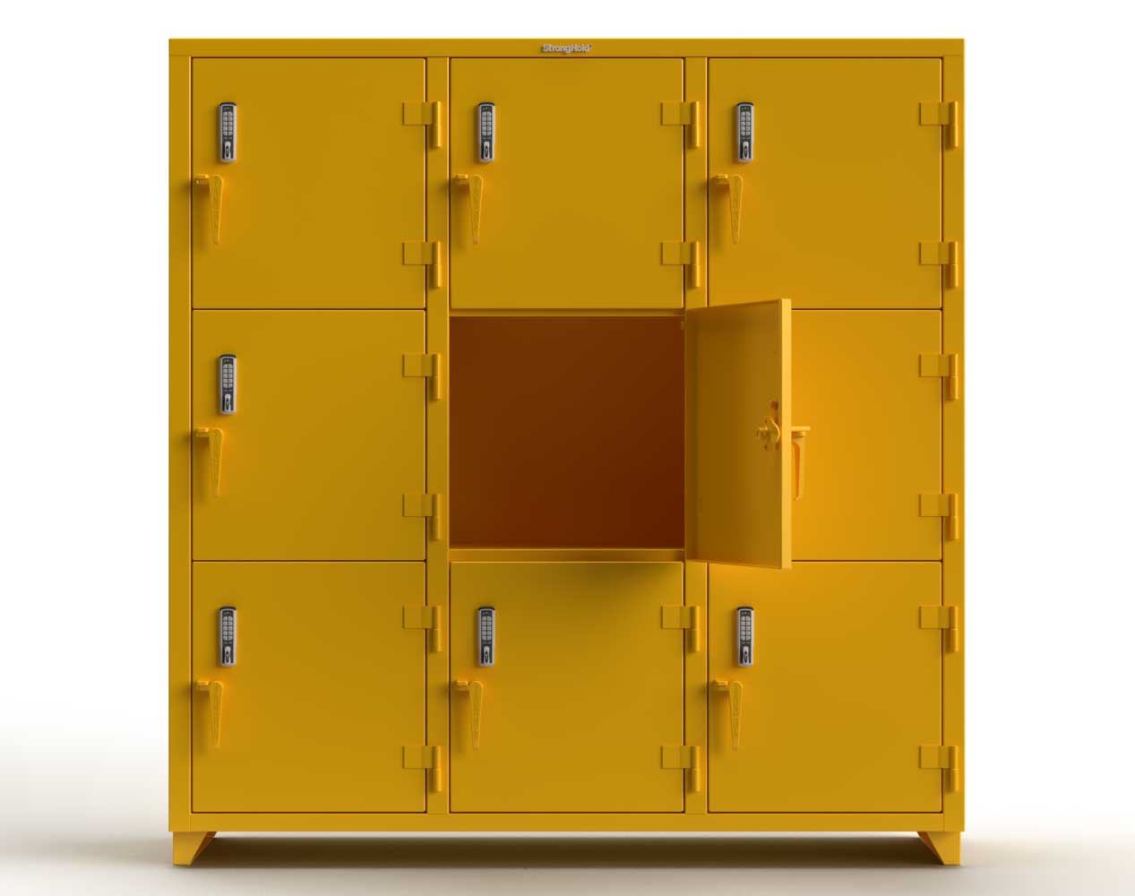 Extra Heavy Duty 14 GA Triple-Tier Locker with Keyless Entry Lock, 9 Compartments – 72 in. W x 24 in. D x 75 in. H