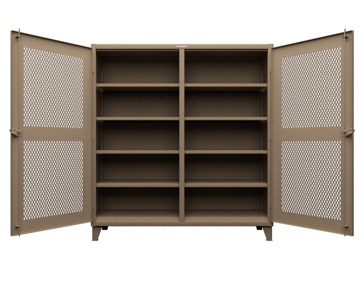 Extreme Duty 12 GA Ventilated (Diamond) Double Shift Cabinet with 8 Shelves - 72 In. W x 24 In. D x 78 In. H - 66-DS-V-248-1019