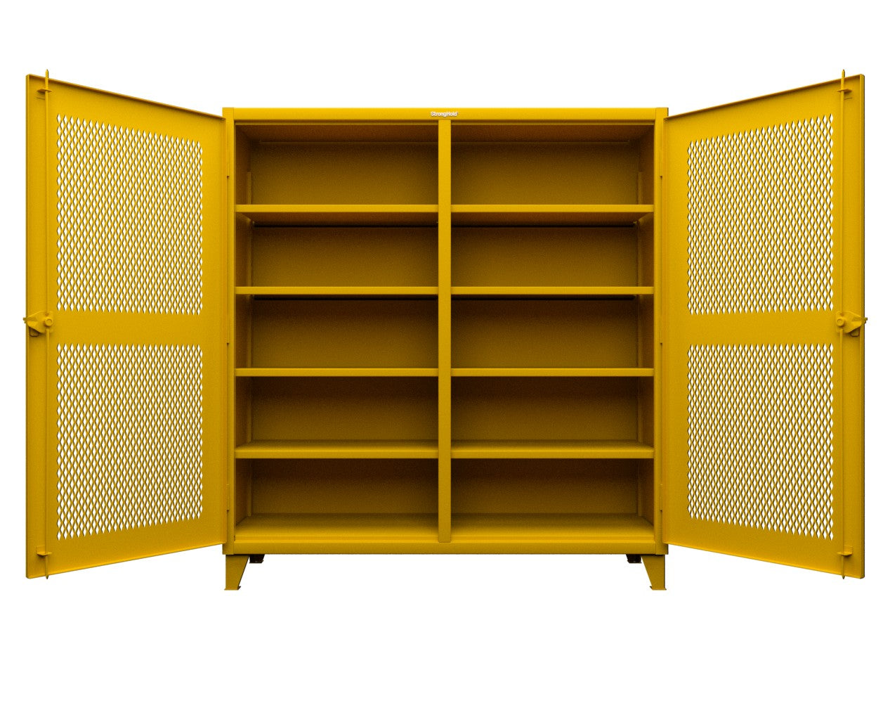 Extreme Duty 12 GA Ventilated (Diamond) Double Shift Cabinet with 8 Shelves - 72 In. W x 24 In. D x 78 In. H - 66-DS-V-248-1021