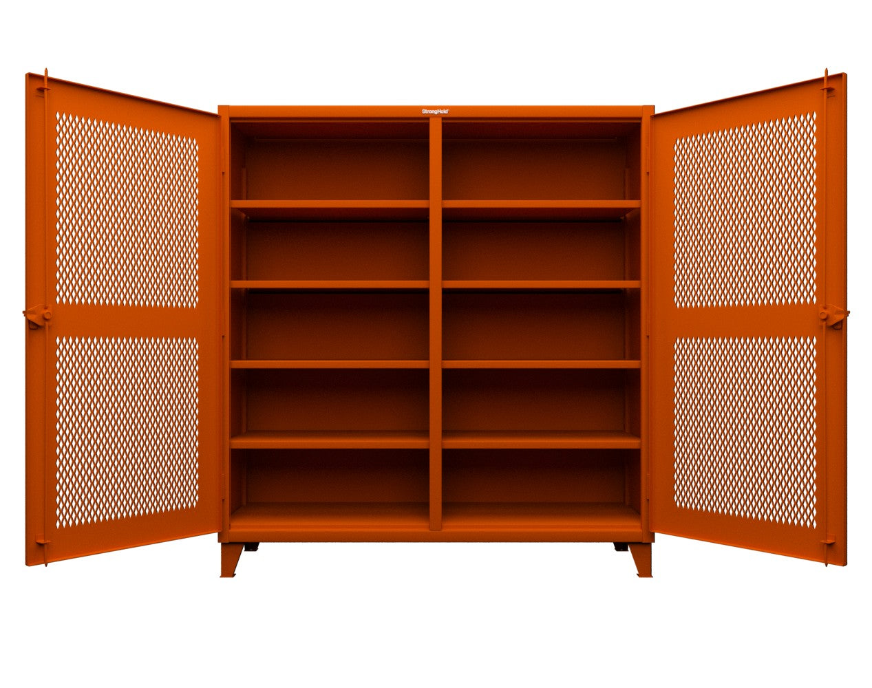 Extreme Duty 12 GA Ventilated (Diamond) Double Shift Cabinet with 8 Shelves - 72 In. W x 24 In. D x 78 In. H - 66-DS-V-248-2009