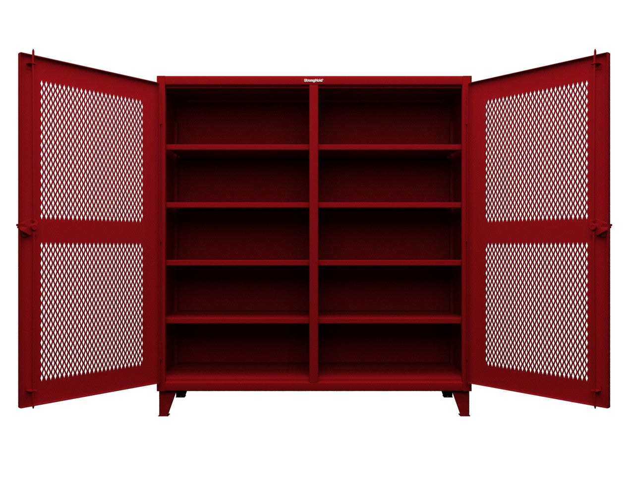 Extreme Duty 12 GA Ventilated (Diamond) Double Shift Cabinet with 8 Shelves - 72 In. W x 24 In. D x 78 In. H - 66-DS-V-248-3001