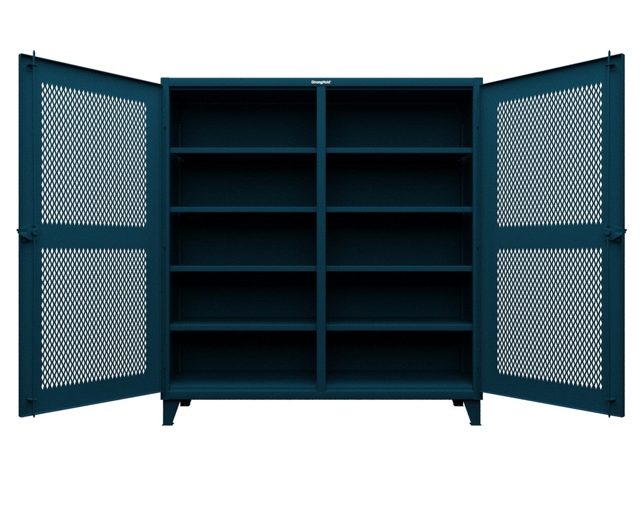 Extreme Duty 12 GA Ventilated (Diamond) Double Shift Cabinet with 8 Shelves - 72 In. W x 24 In. D x 78 In. H - 66-DS-V-248-5001