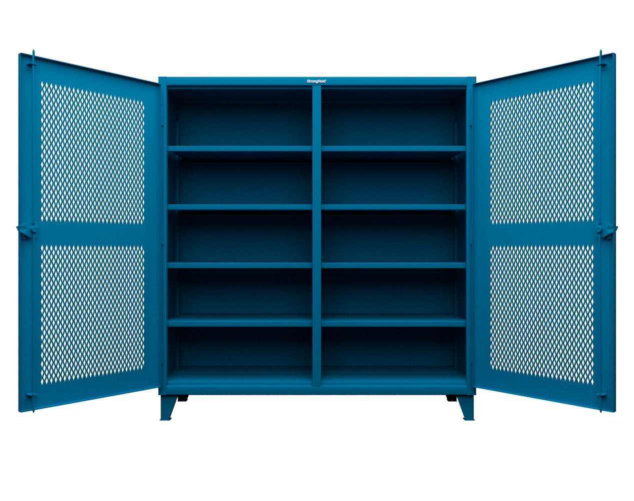 Extreme Duty 12 GA Ventilated (Diamond) Double Shift Cabinet with 8 Shelves - 72 In. W x 24 In. D x 78 In. H - 66-DS-V-248-5012