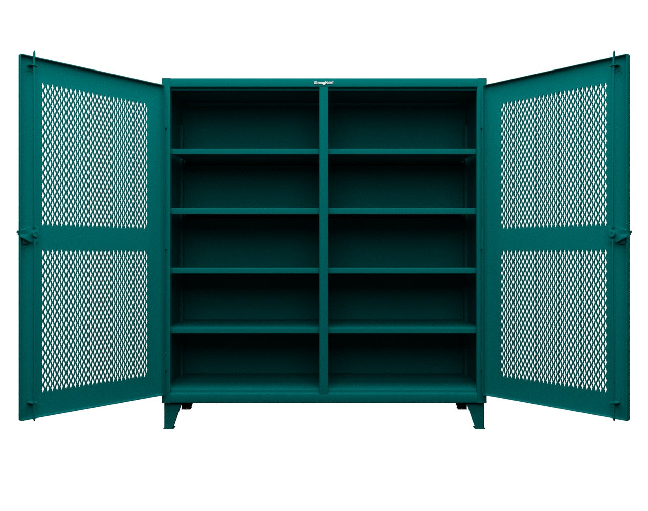 Extreme Duty 12 GA Ventilated (Diamond) Double Shift Cabinet with 8 Shelves - 72 In. W x 24 In. D x 78 In. H - 66-DS-V-248-5021