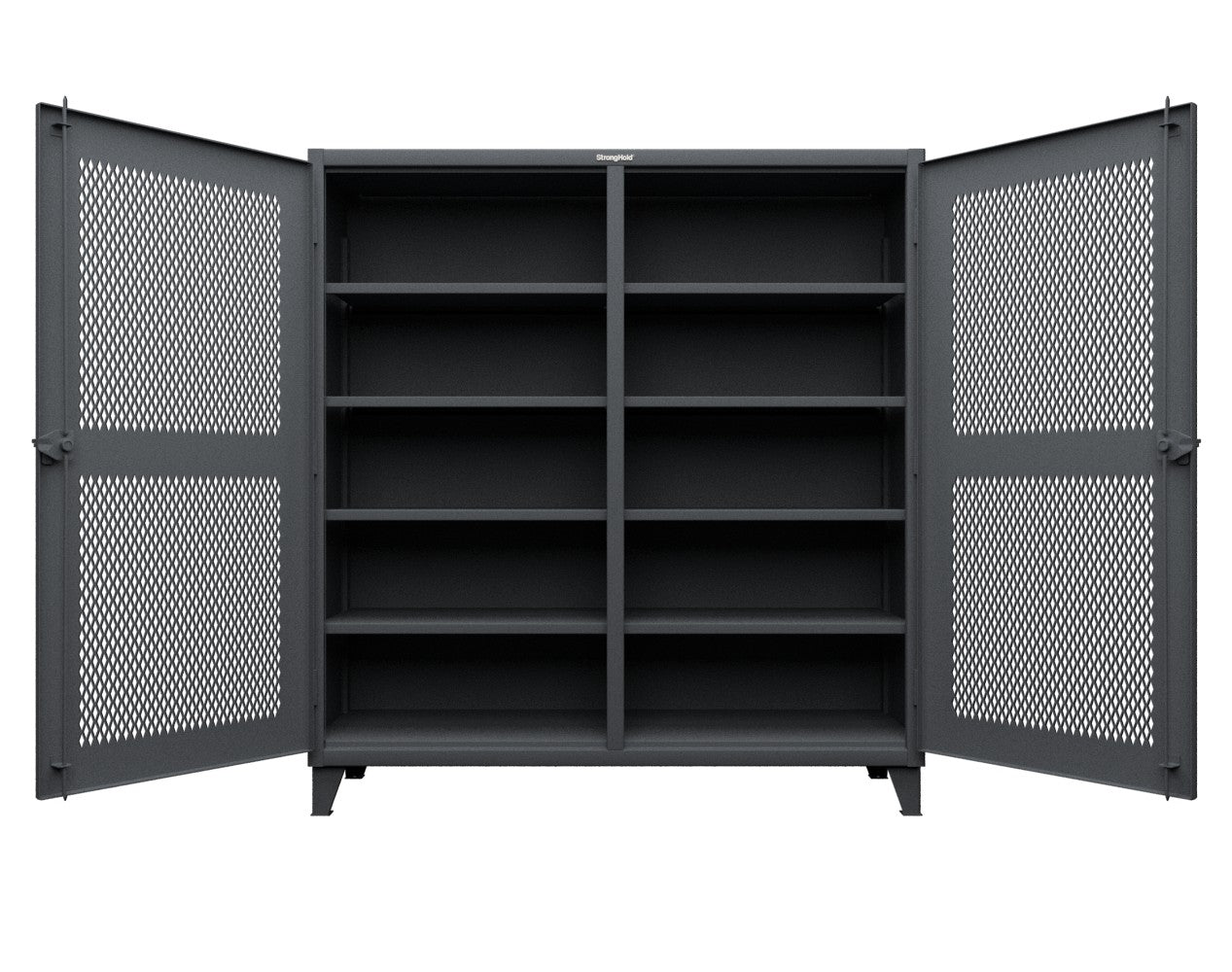 Extreme Duty 12 GA Ventilated (Diamond) Double Shift Cabinet with 8 Shelves - 72 In. W x 24 In. D x 78 In. H - 66-DS-V-248-7024