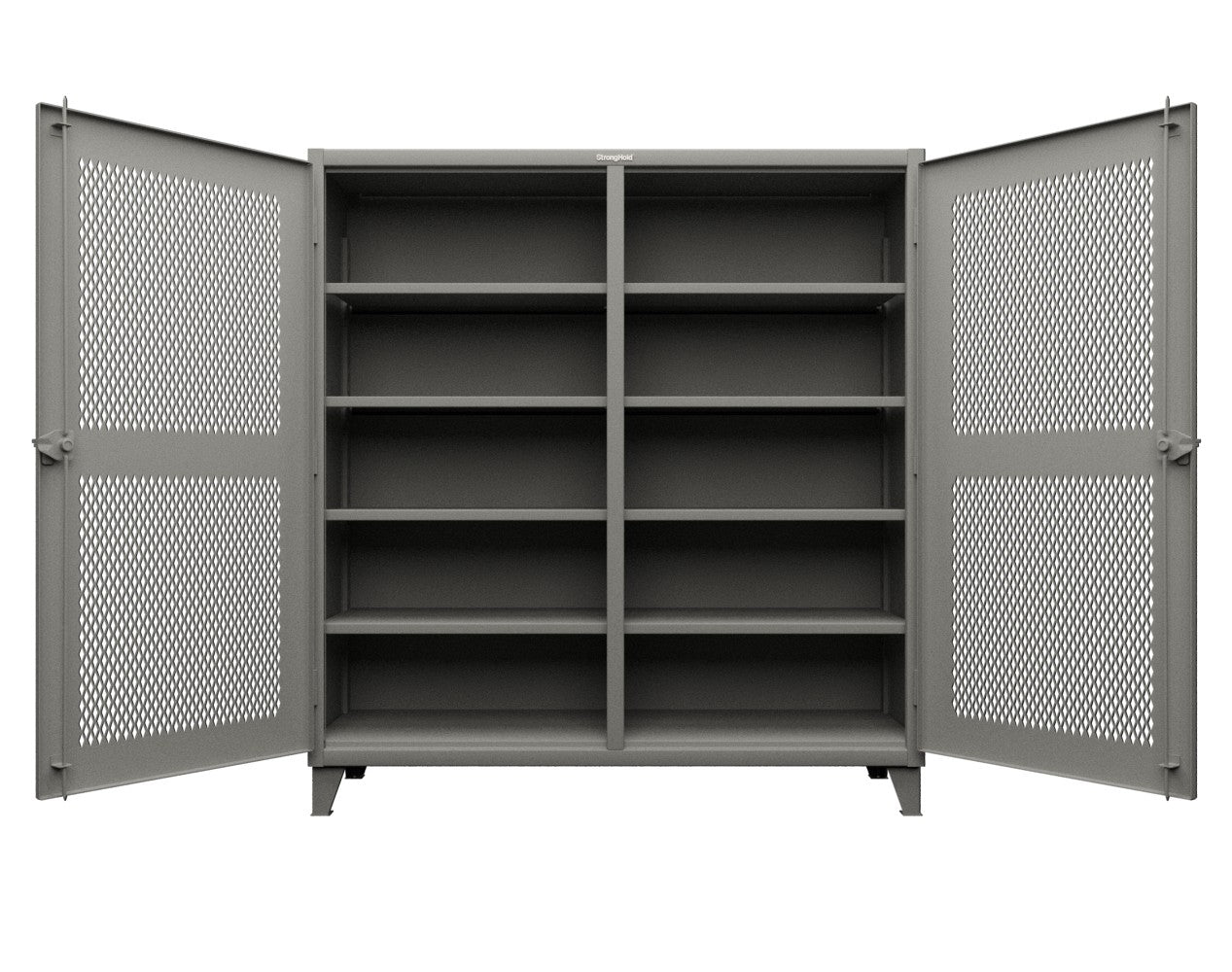 Extreme Duty 12 GA Ventilated (Diamond) Double Shift Cabinet with 8 Shelves - 72 In. W x 24 In. D x 78 In. H - 66-DS-V-248-7037