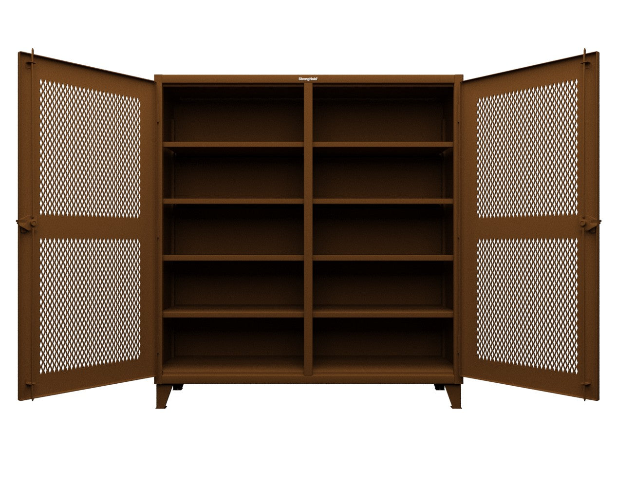 Extreme Duty 12 GA Ventilated (Diamond) Double Shift Cabinet with 8 Shelves - 72 In. W x 24 In. D x 78 In. H - 66-DS-V-248-8008