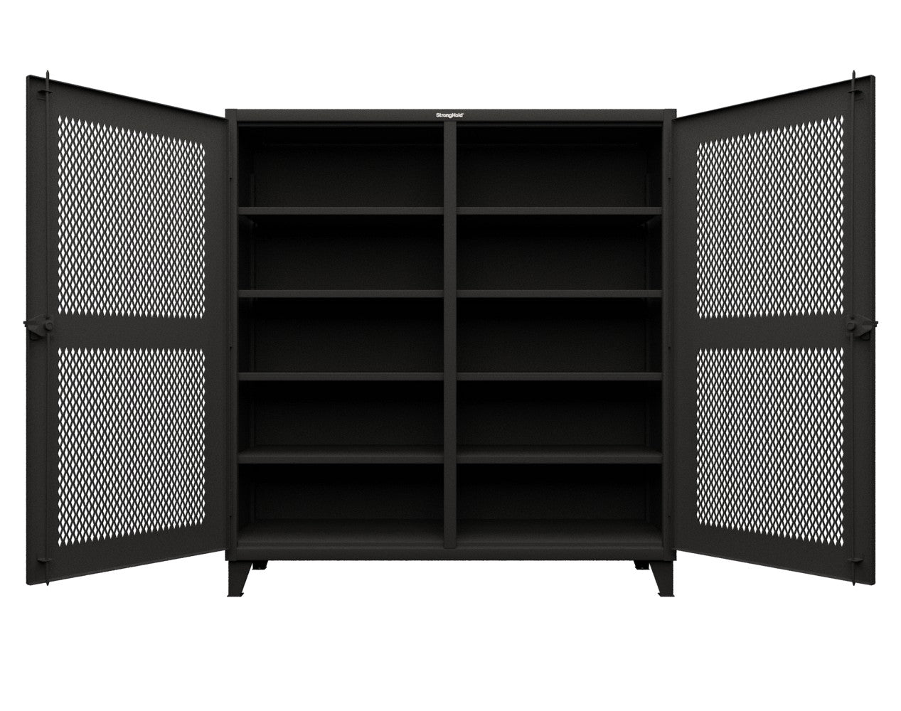 Extreme Duty 12 GA Ventilated (Diamond) Double Shift Cabinet with 8 Shelves - 72 In. W x 24 In. D x 78 In. H - 66-DS-V-248-9005