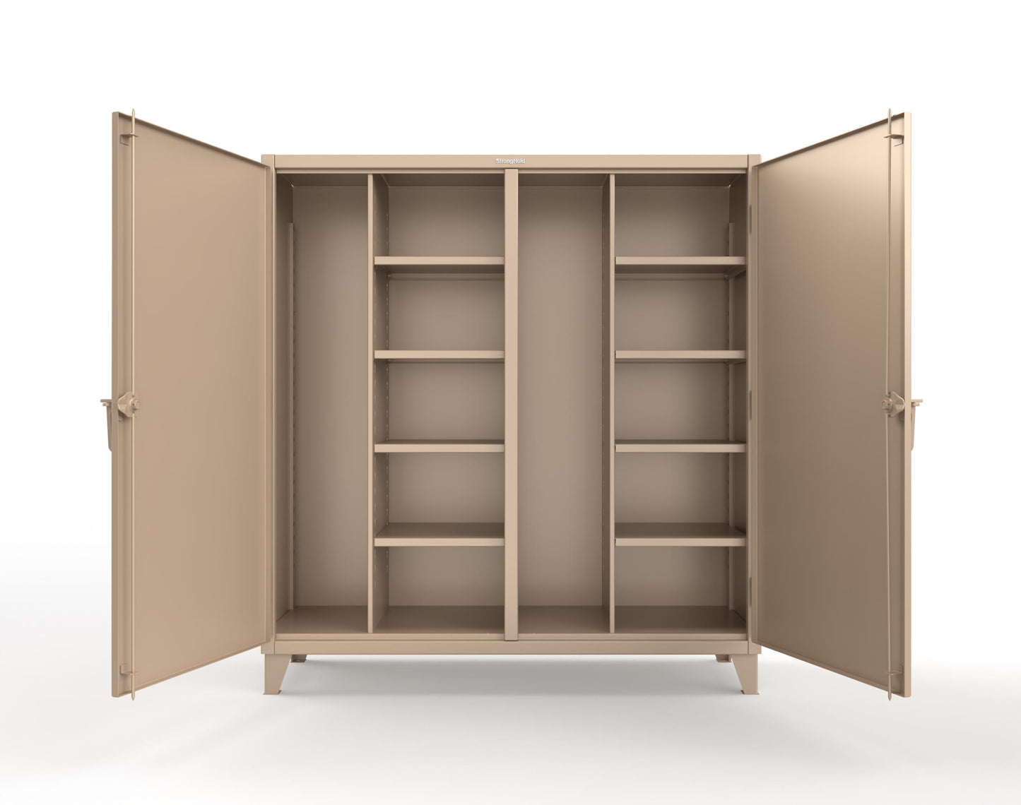 Extreme Duty 12 GA Double Shift Janitorial Cabinet with 8 Shelves - 72 In. W x 24 In. D x 78 In. H - 66-DSBC-248-1019