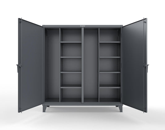 Extreme Duty 12 GA Double Shift Janitorial Cabinet with 8 Shelves - 72 In. W x 24 In. D x 78 In. H - 66-DSBC-248-7024