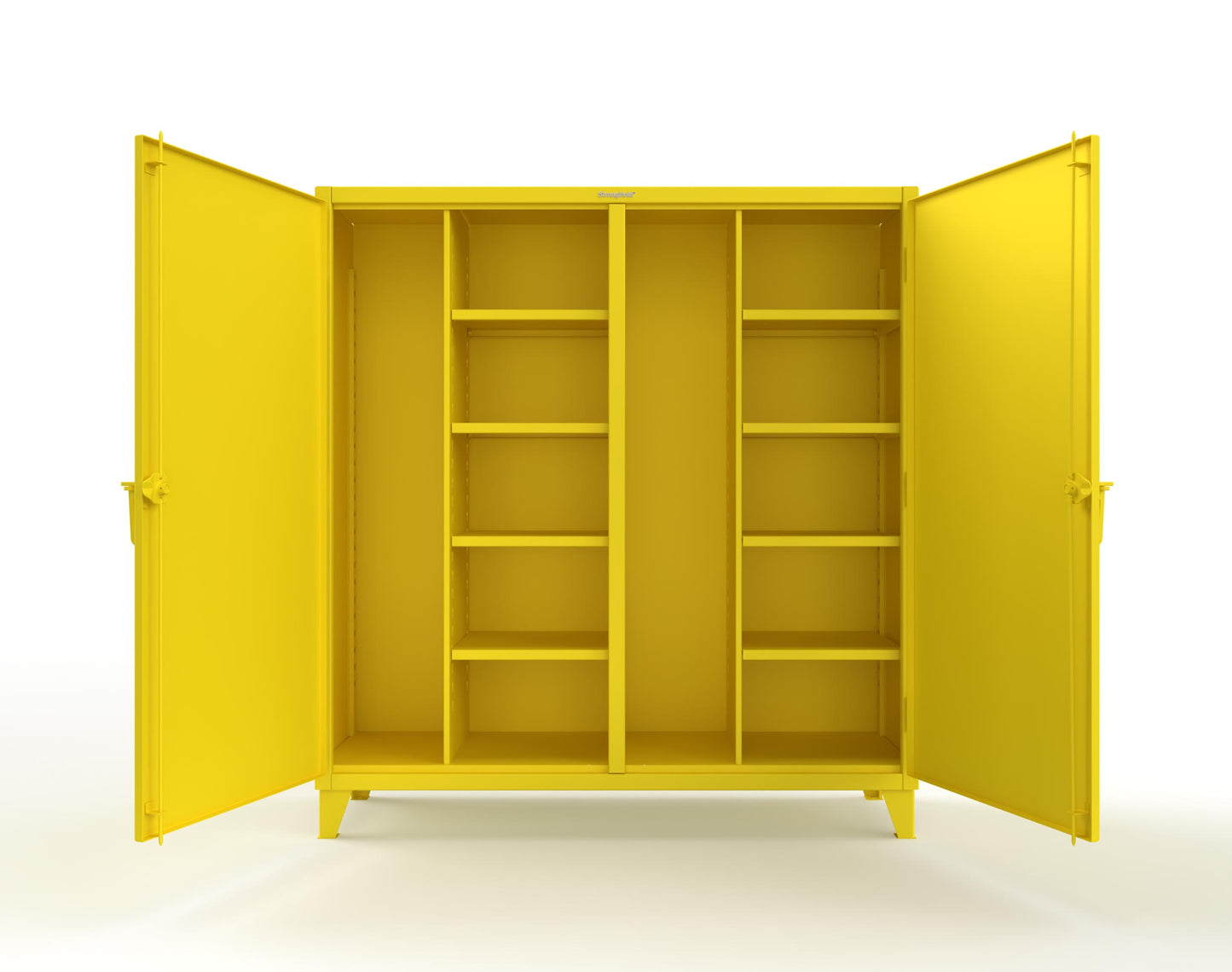 Extreme Duty 12 GA Double Shift Janitorial Cabinet with 8 Shelves - 72 In. W x 24 In. D x 78 In. H - 66-DSBC-248-1021