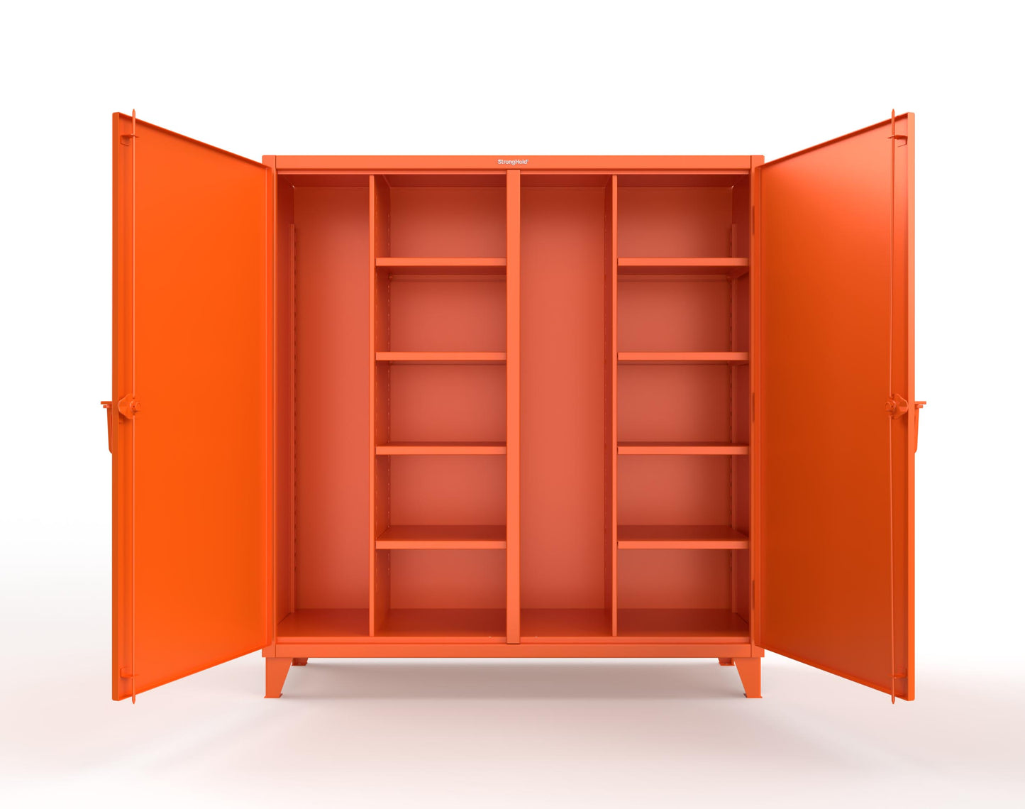 Extreme Duty 12 GA Double Shift Janitorial Cabinet with 8 Shelves - 72 In. W x 24 In. D x 78 In. H - 66-DSBC-248-2009