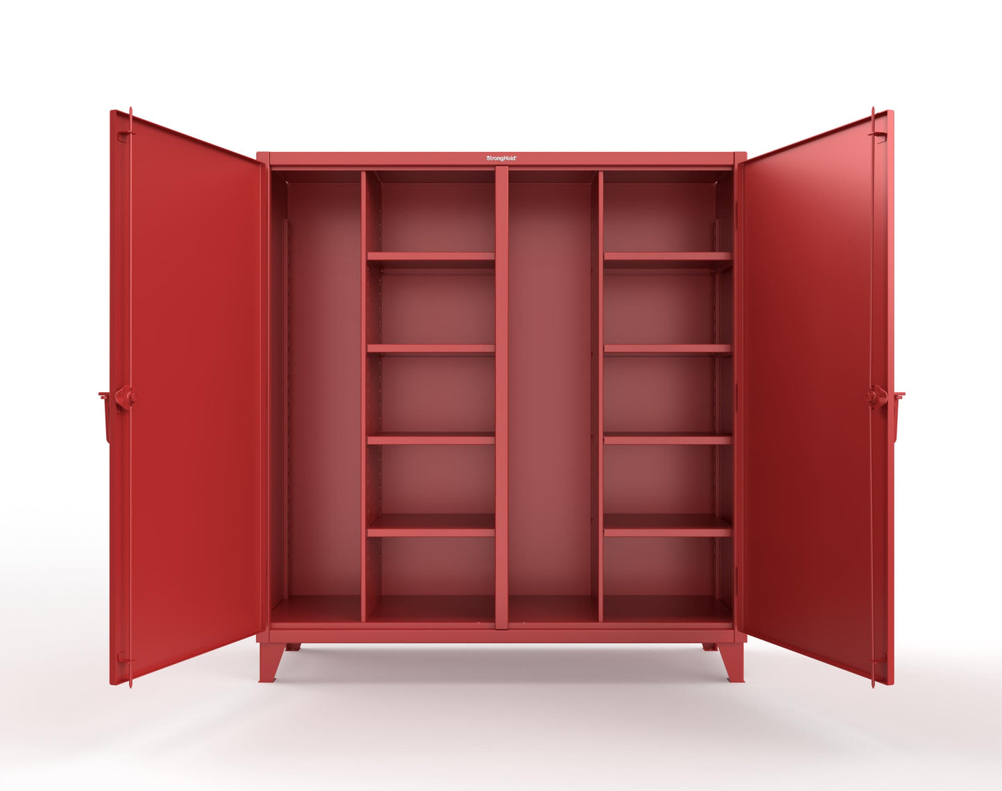 Extreme Duty 12 GA Double Shift Janitorial Cabinet with 8 Shelves - 72 In. W x 24 In. D x 78 In. H - 66-DSBC-248-3001