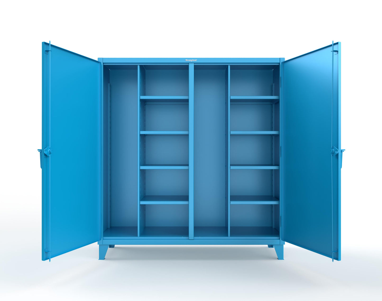Extreme Duty 12 GA Double Shift Janitorial Cabinet with 8 Shelves - 72 In. W x 24 In. D x 78 In. H - 66-DSBC-248-5012