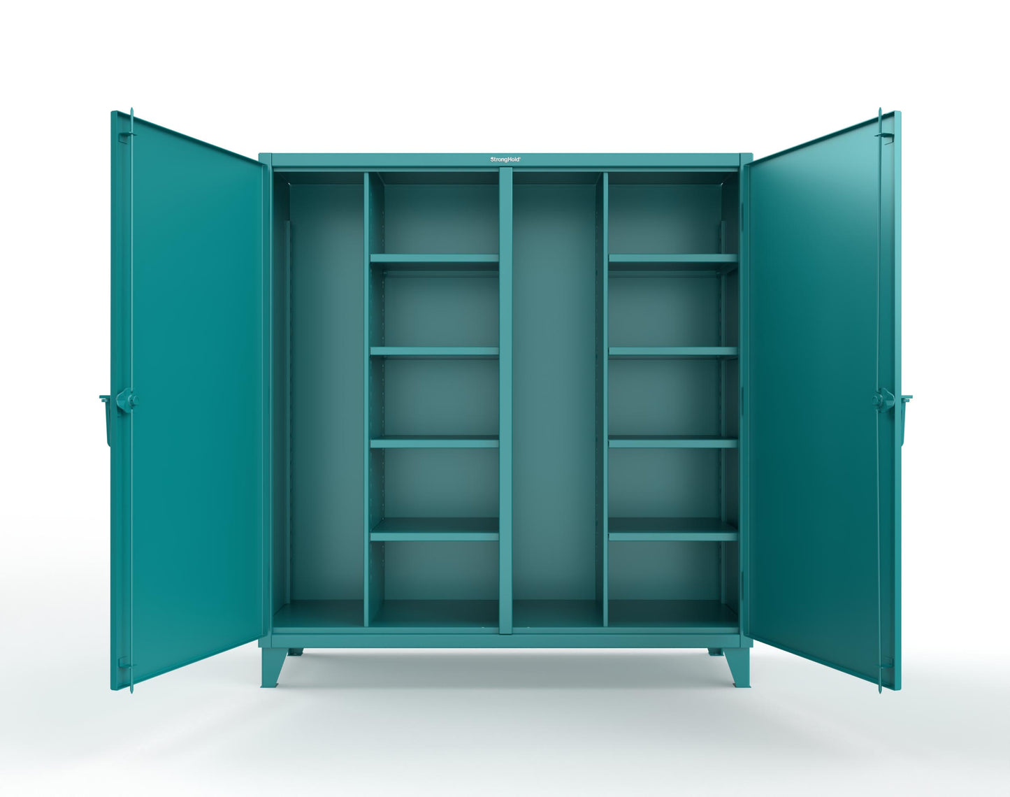 Extreme Duty 12 GA Double Shift Janitorial Cabinet with 8 Shelves - 72 In. W x 24 In. D x 78 In. H - 66-DSBC-248-5021