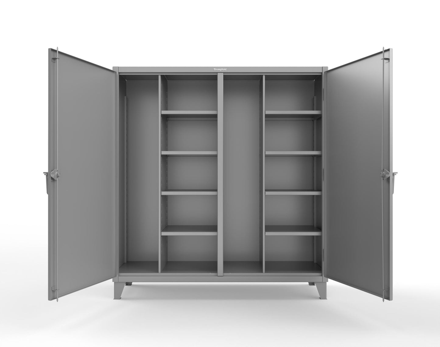Extreme Duty 12 GA Double Shift Janitorial Cabinet with 8 Shelves - 72 In. W x 24 In. D x 78 In. H - 66-DSBC-248-7037