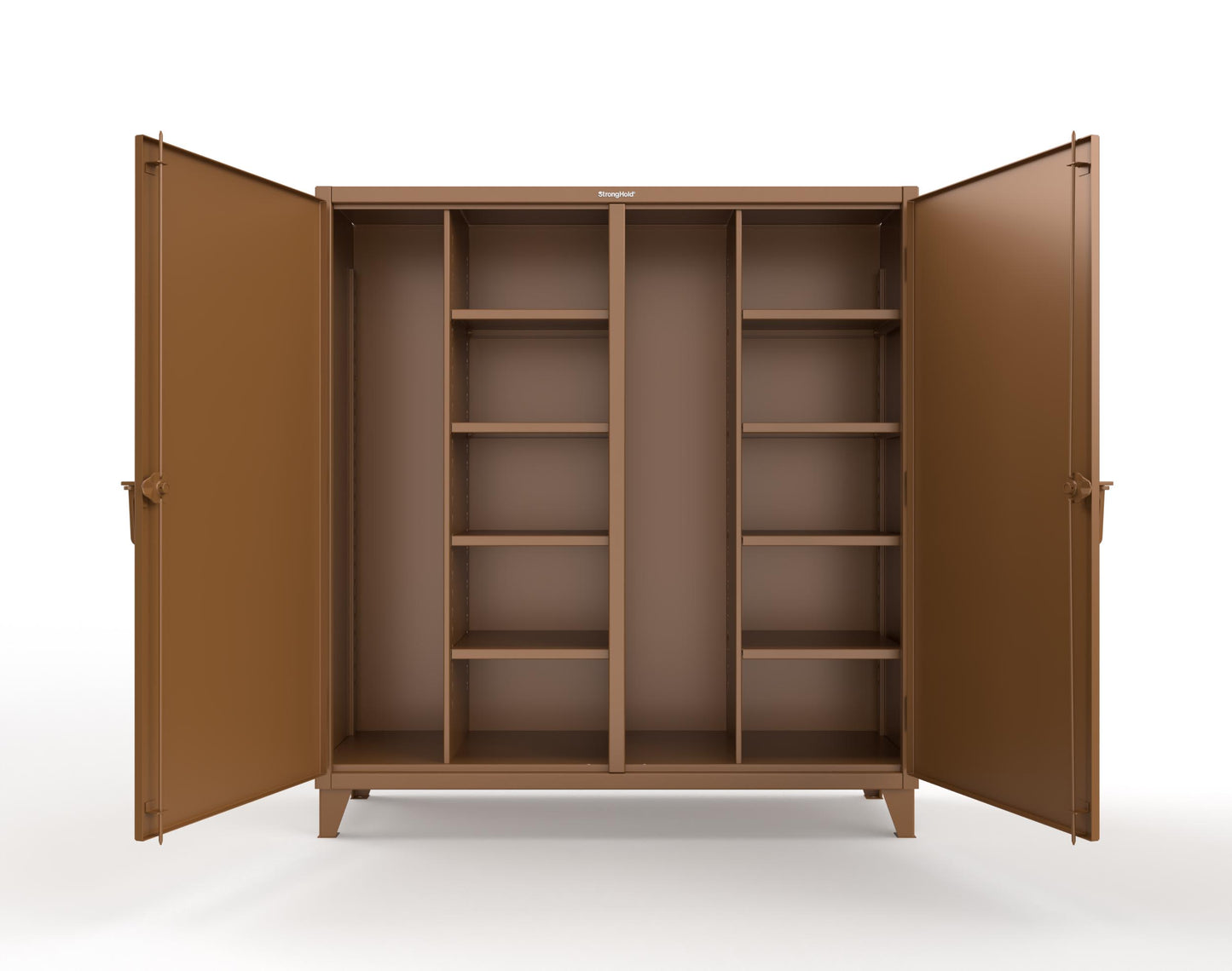 Extreme Duty 12 GA Double Shift Janitorial Cabinet with 8 Shelves - 72 In. W x 24 In. D x 78 In. H - 66-DSBC-248-8008