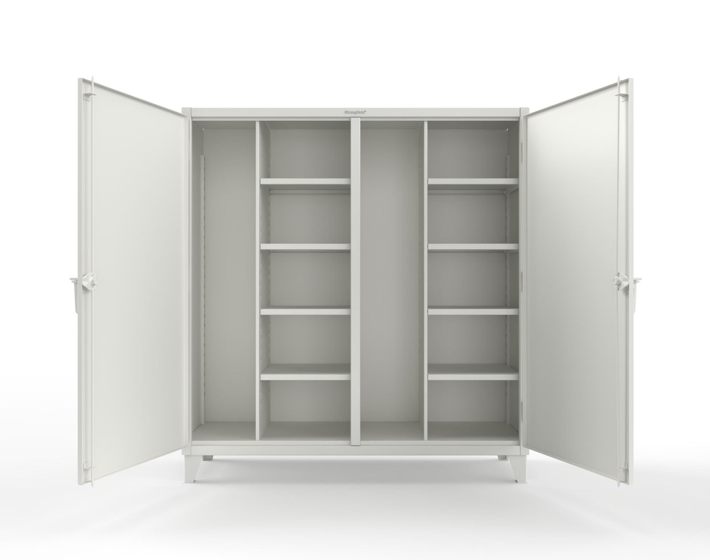Extreme Duty 12 GA Double Shift Janitorial Cabinet with 8 Shelves - 72 In. W x 24 In. D x 78 In. H - 66-DSBC-248-9003