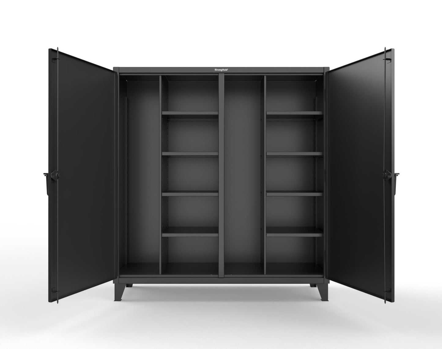Extreme Duty 12 GA Double Shift Janitorial Cabinet with 8 Shelves - 72 In. W x 24 In. D x 78 In. H - 66-DSBC-248-9005