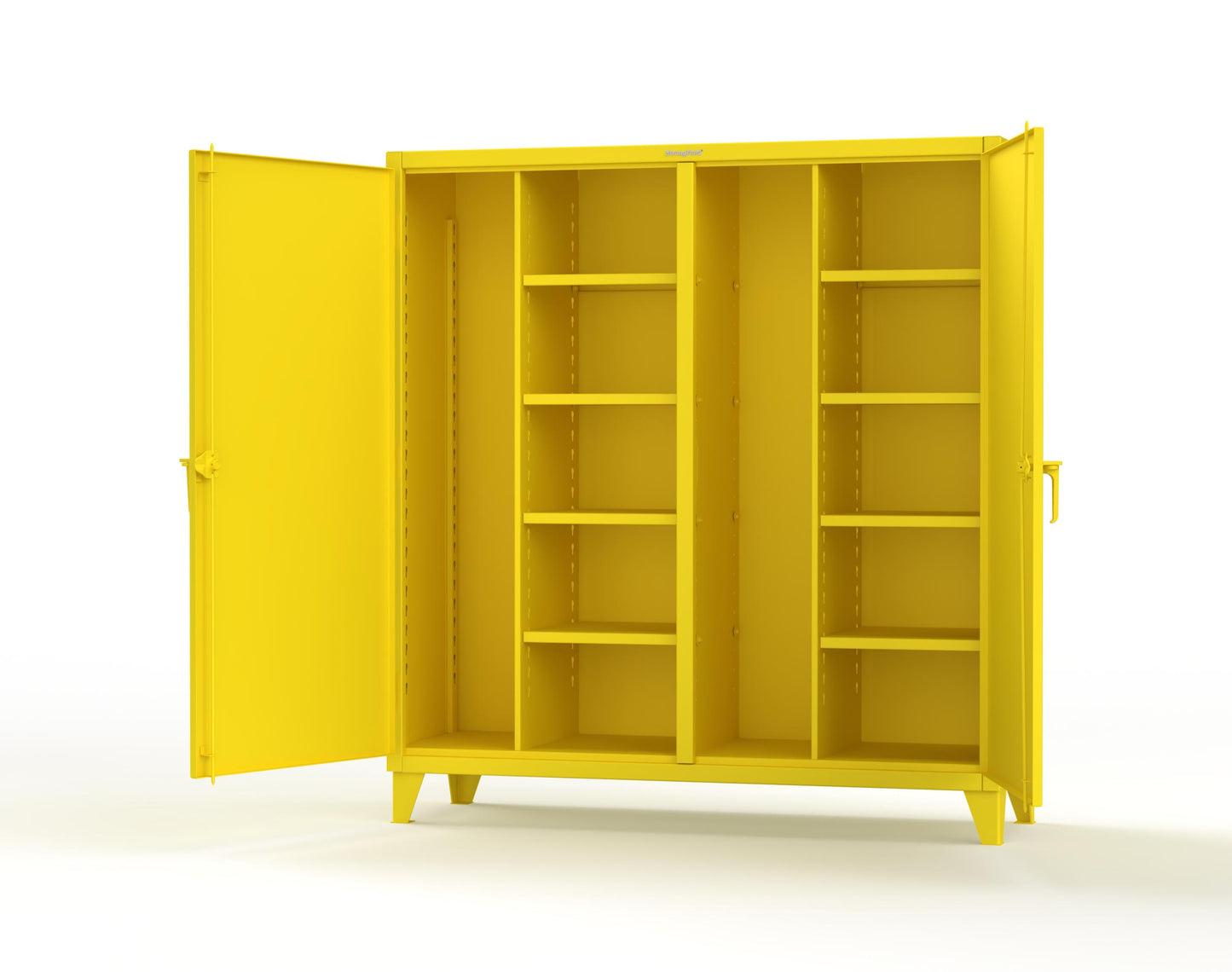 Extreme Duty 12 GA Double Shift Janitorial Cabinet with 8 Shelves - 72 In. W x 24 In. D x 78 In. H - 66-DSBC-248-1021