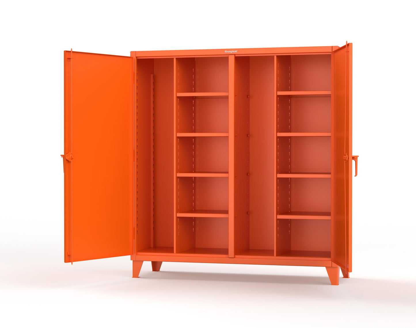 Extreme Duty 12 GA Double Shift Janitorial Cabinet with 8 Shelves - 72 In. W x 24 In. D x 78 In. H - 66-DSBC-248-2009