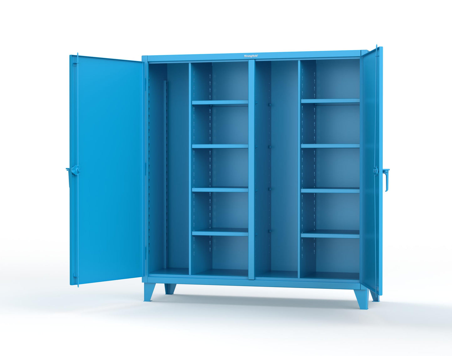 Extreme Duty 12 GA Double Shift Janitorial Cabinet with 8 Shelves - 72 In. W x 24 In. D x 78 In. H - 66-DSBC-248-5012