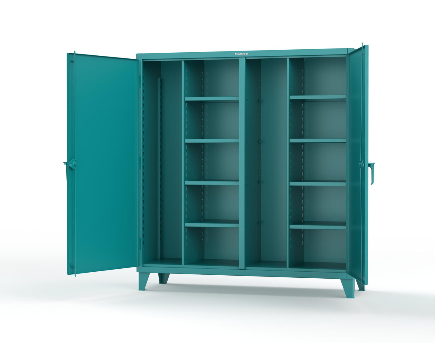 Extreme Duty 12 GA Double Shift Janitorial Cabinet with 8 Shelves - 72 In. W x 24 In. D x 78 In. H - 66-DSBC-248-5021